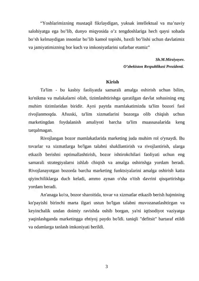 Ta'lim xizmatlari marketingi va uning o'ziga xos xususiyatlari 3
