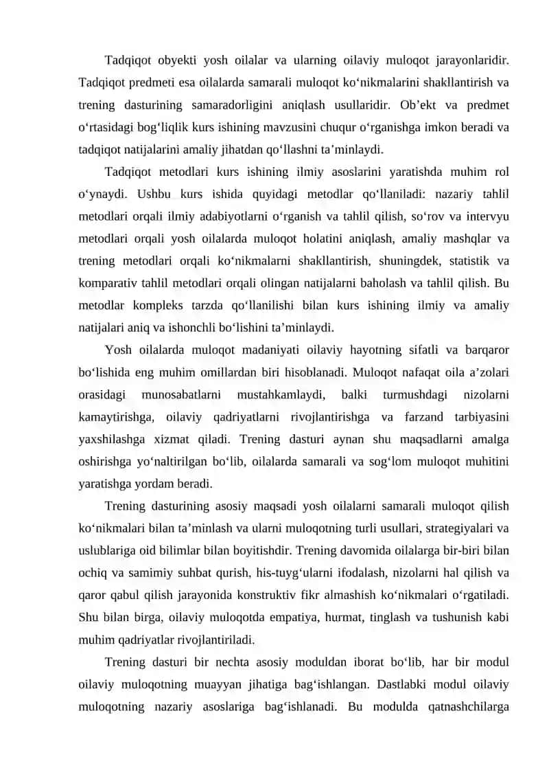 YOSH OILALARDA MULOQOT MADANIYATINI SHAKLLANTIRISH BO‘YICHA TRENING DASTURI 3