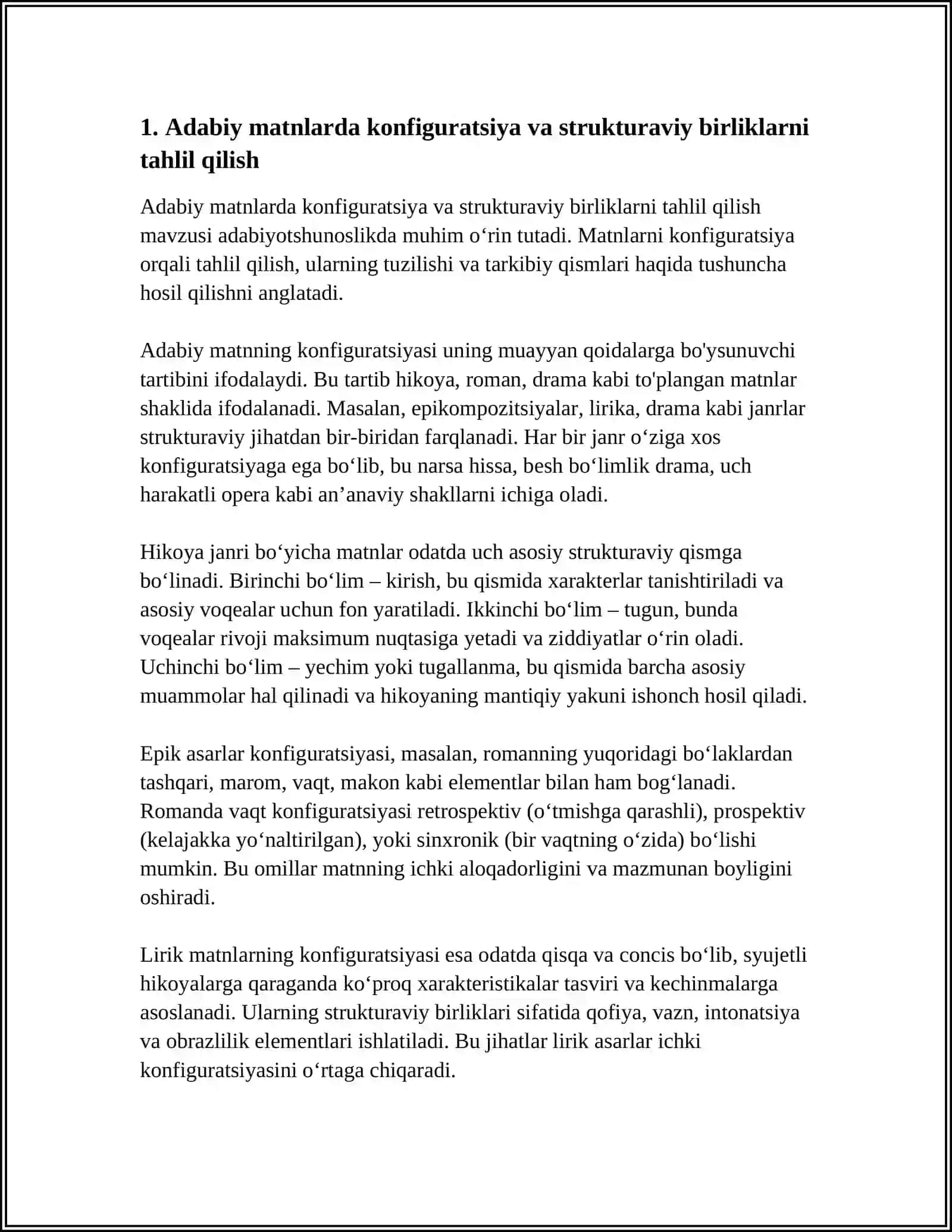 MATNNI TASHKIL ETUVCHI BIRLIKLARNI TAHLIL QILGAN HOLDA REFERAT YOZISH 3