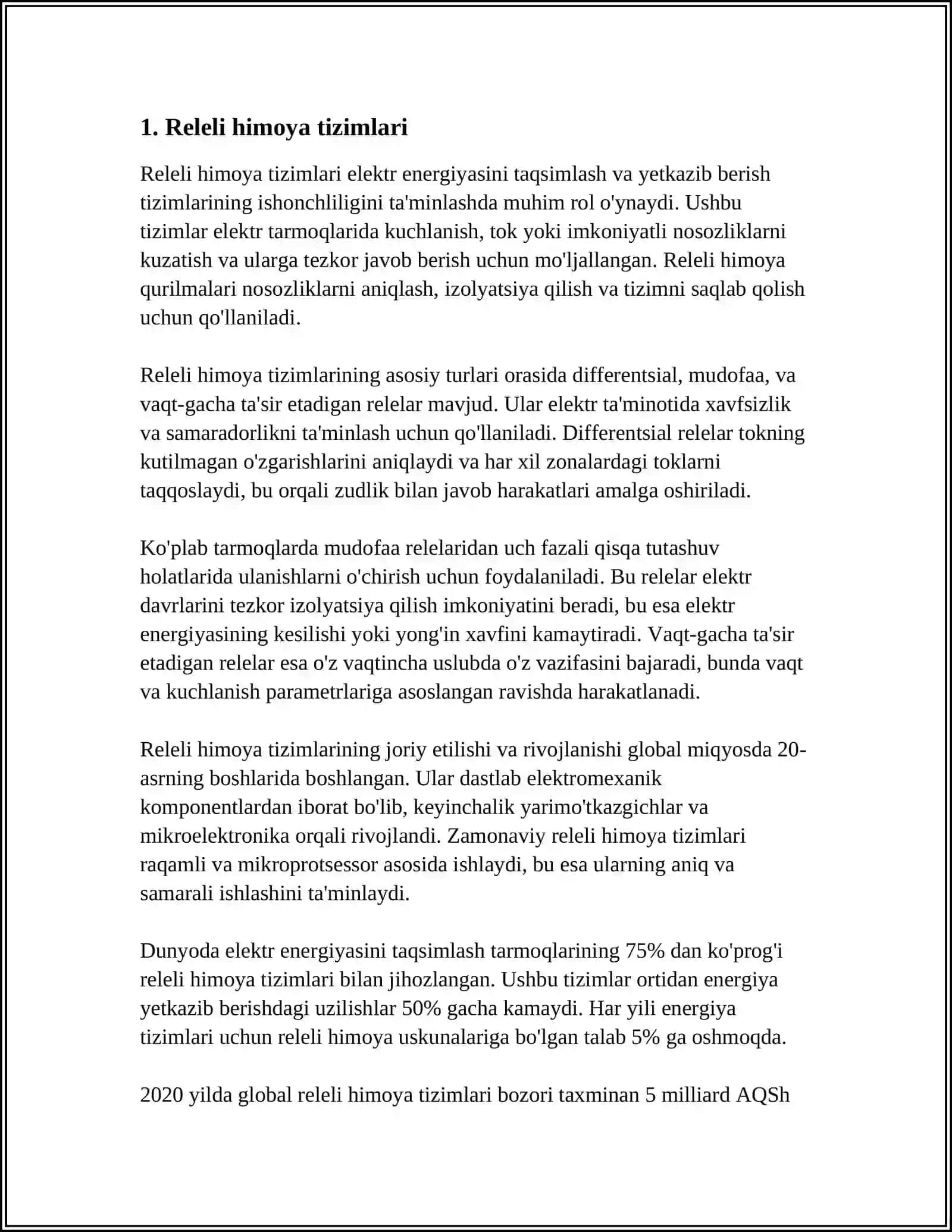 RELELI HIMOYANING ASOSIY KOMPONENTLARI 3