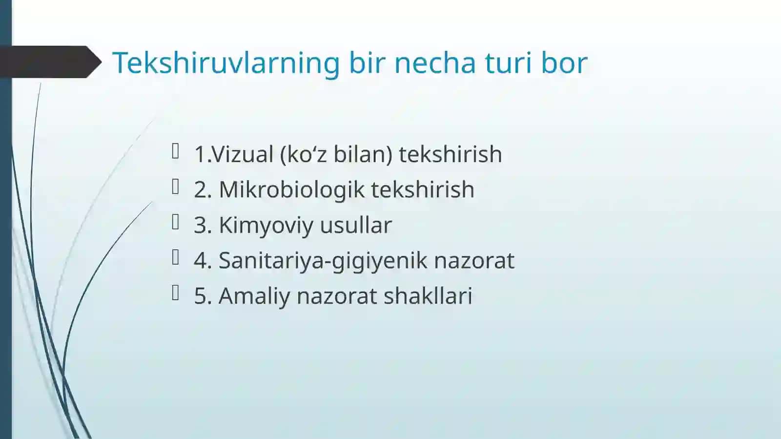 Operatsiya-bog'lov xonasining tozaligini tekshirish usullari. 3