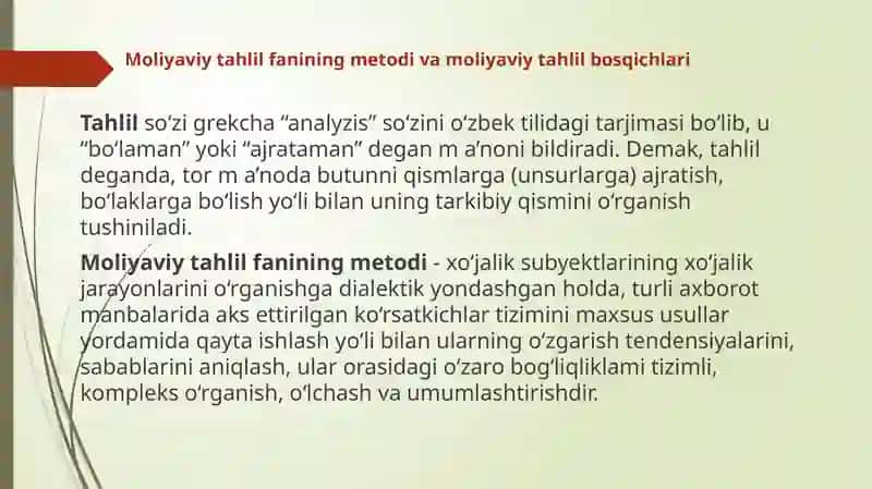 Moliyaviy tahlil fanining metodlari va bosqichlari 3