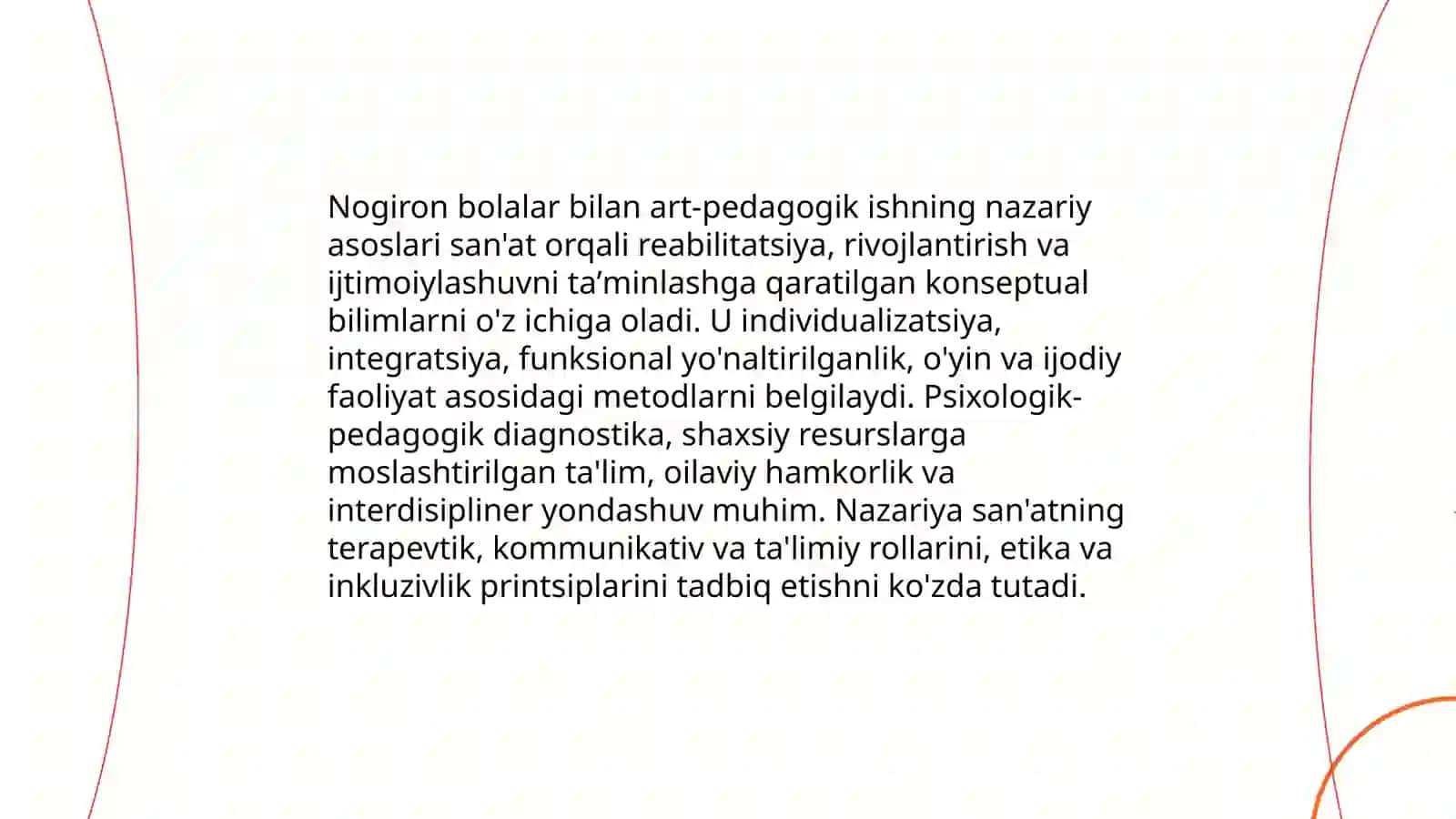 Nogiron bolalar bilan art - pedagogik ishning xususiytlari 3