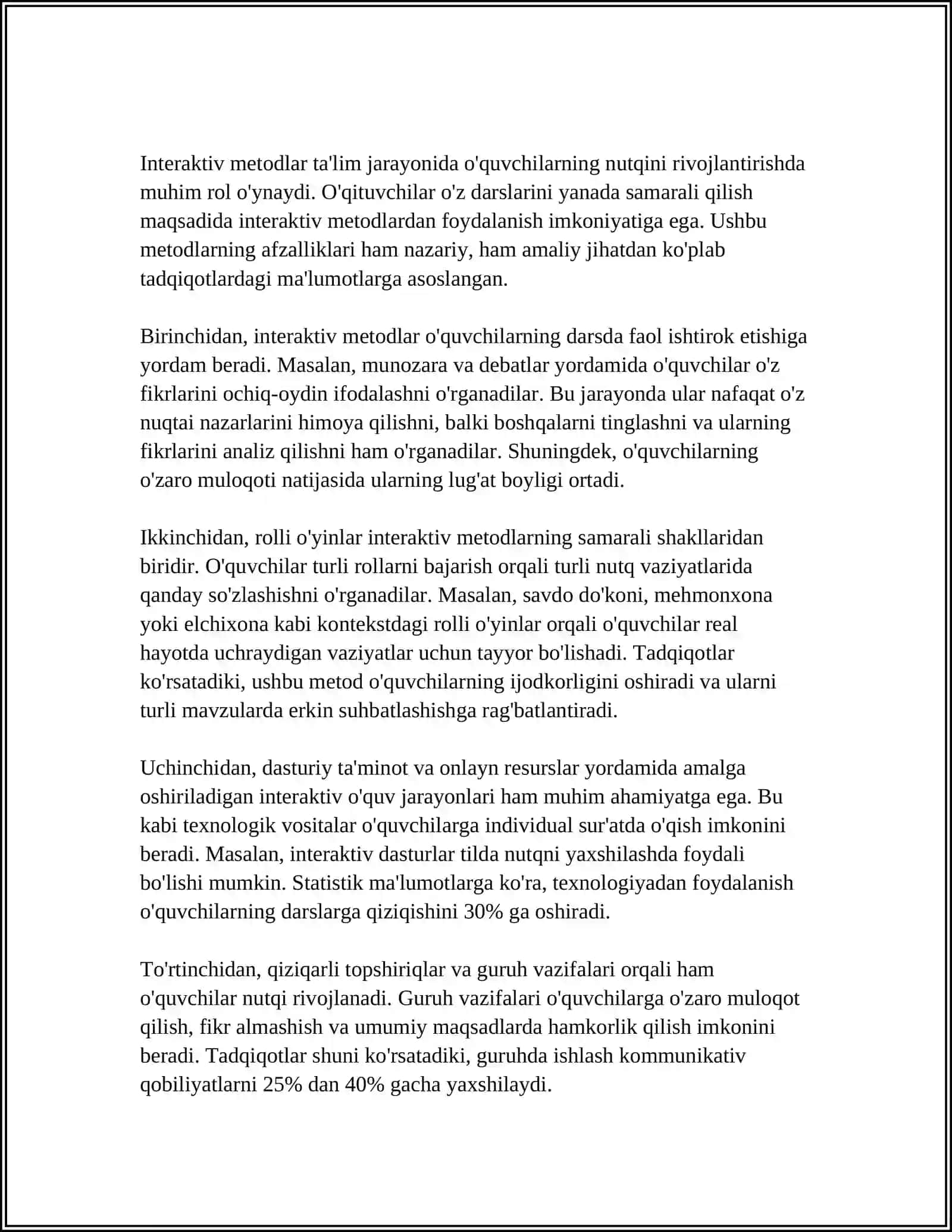 UMUMTAʼLIM MAKTABI OʻQUVCHILARINING OGʻZAKI NUTQINI RIVOJLANTIRISHDA TAʼLIM TEXNOLOGIYALARINING AHAMIYATI 3
