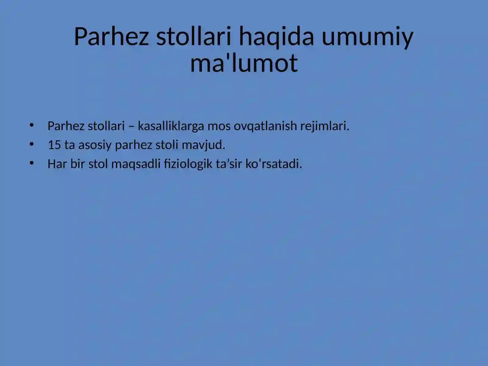 Davolovchi Parhez Stollari 3