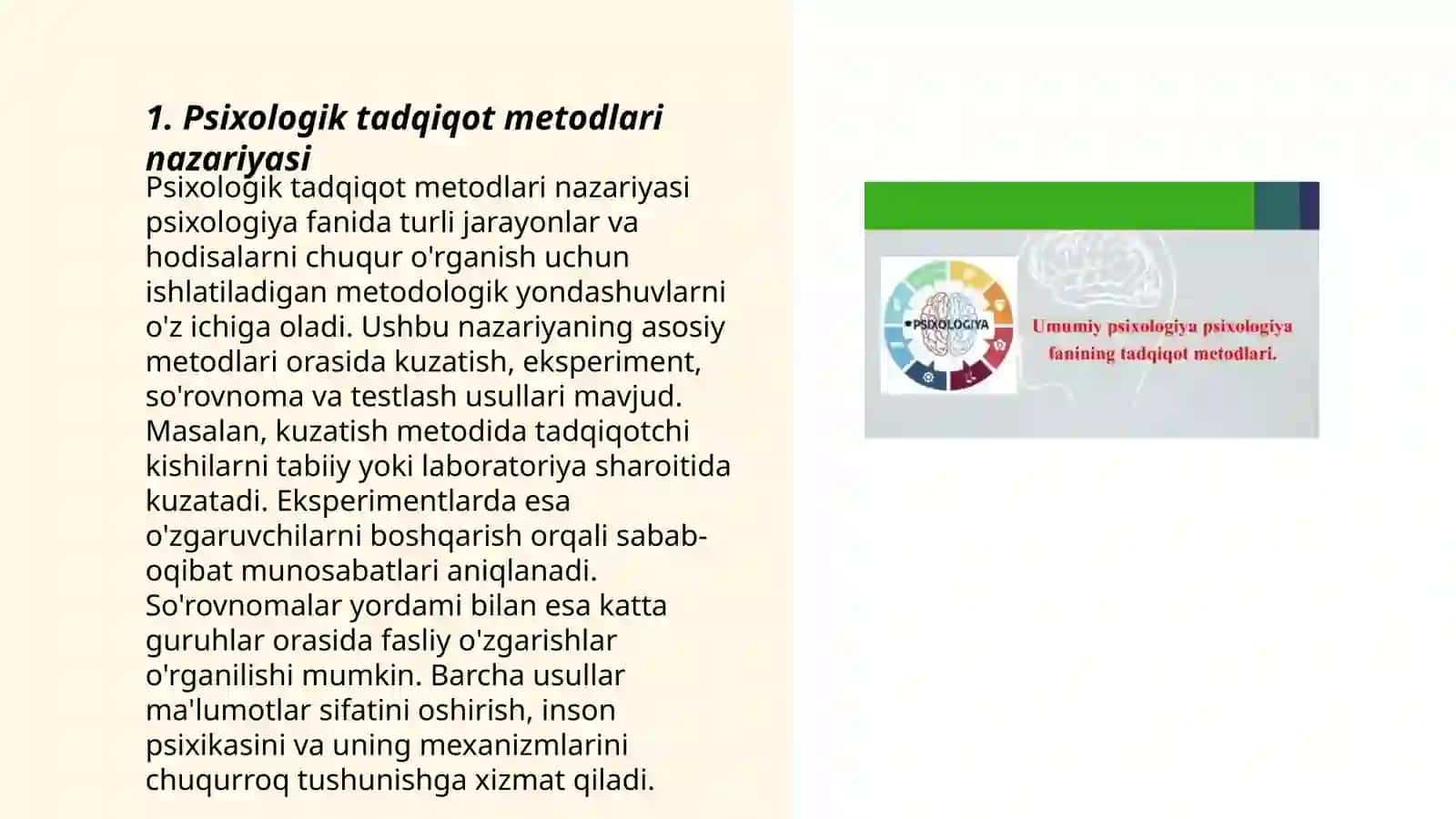 PSIXOLOGIYA TADQIQOT METODLARI:TEST, KORRELYATSIYA, MODELLASHTIRISH 3