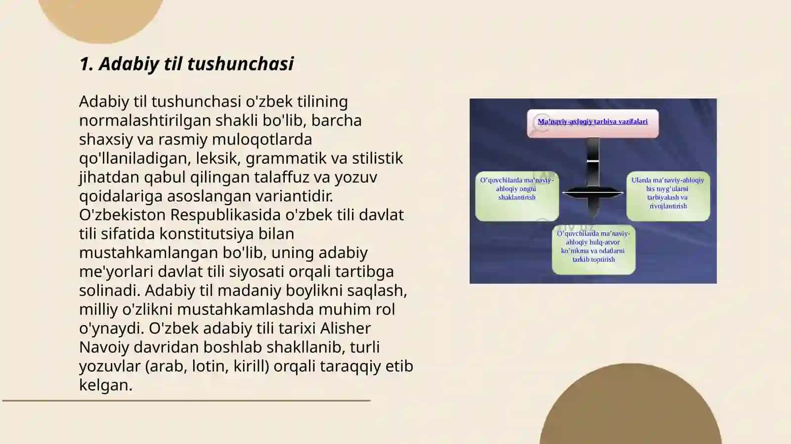 Oʻzbek adabiy til meʼyorlari mavzusida taqdimot tayyorlash 3