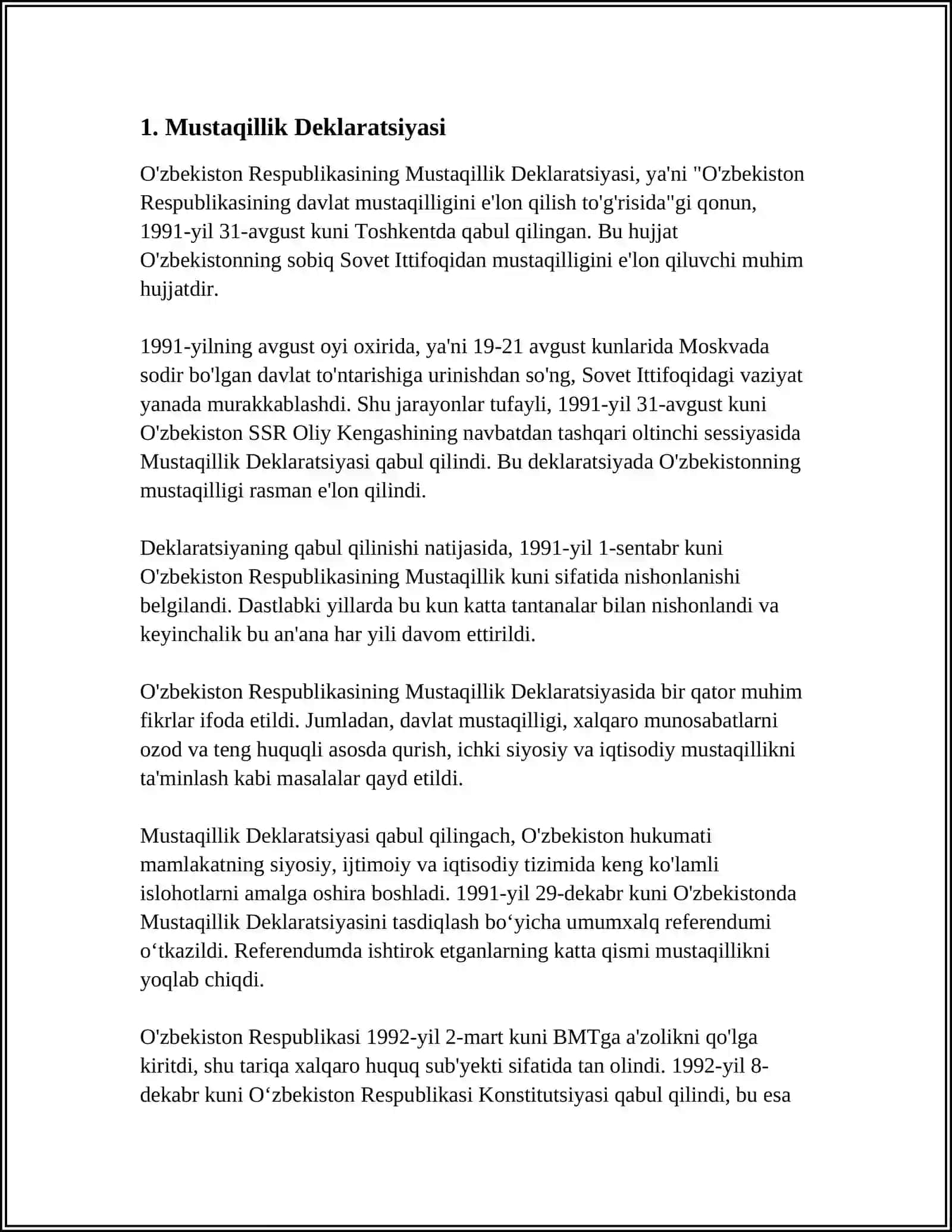 OʻZBEKISTON RESPUBLIKASI DAVLAT MUSTAQILLIGI ASOSLARI TOʻGʻRISIDAGI QONUN 3