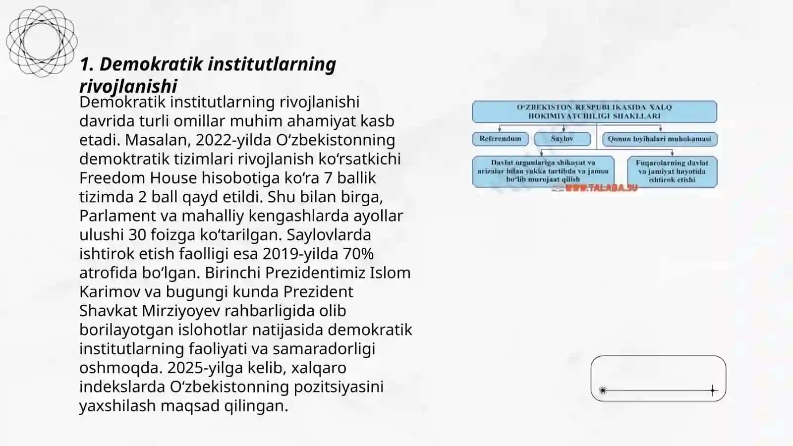 O'zbekiston demokratiya prinsiplari va shakllari 3