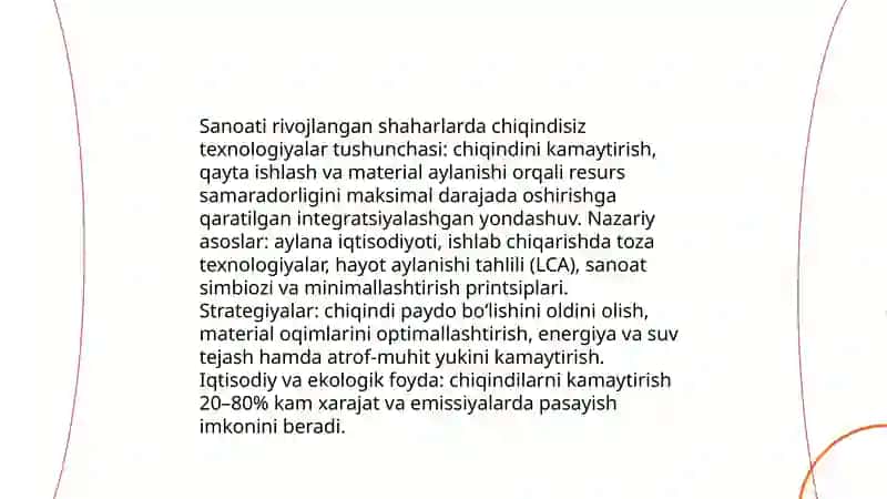 Sanoati rivojlangan shaharlarda chiqindisiz texnologiyalar tushunchasi va nazariy asoslari 3
