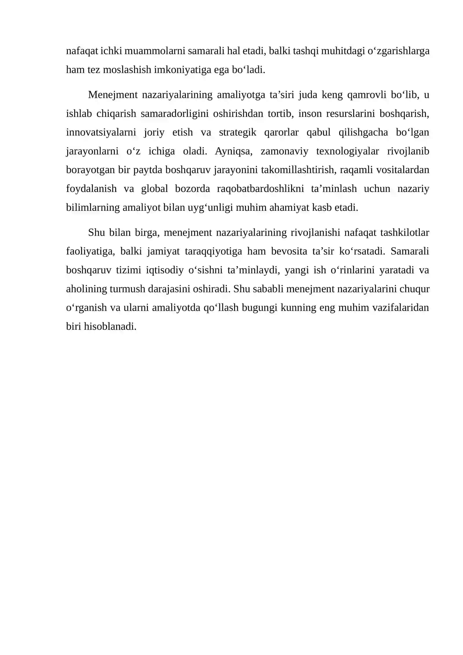 MENEJMENT NAZARIYALARINING AMALIYOTGA TA'SIRI VA ULARNING INTEGRATSIYASI 3