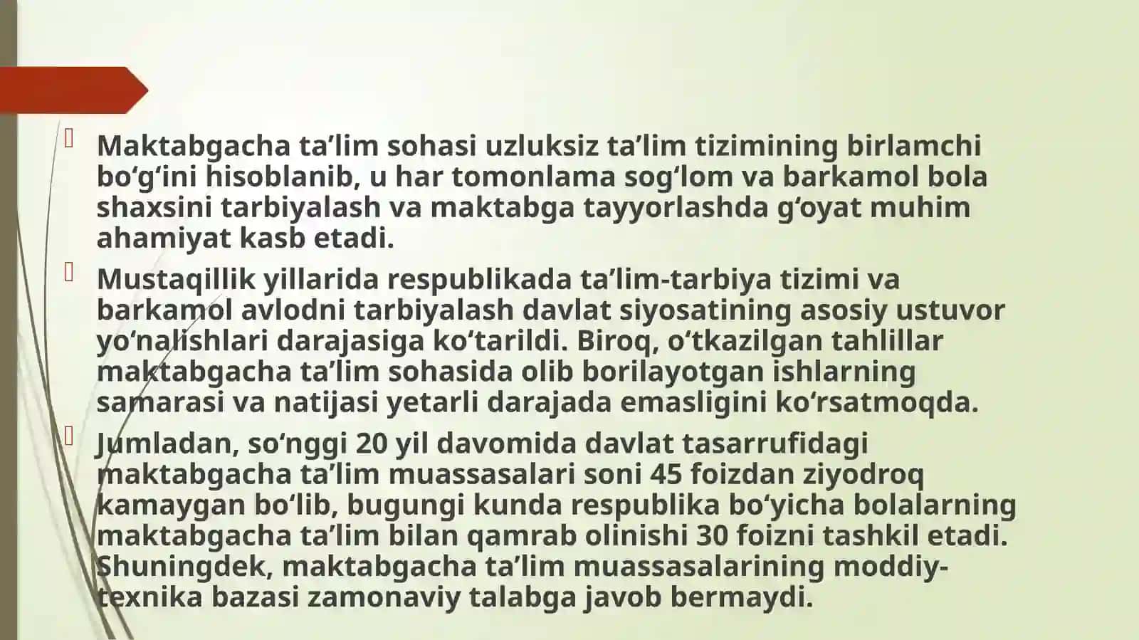 Mustaqillik yillarida maktabgacha ta`lim tizimini rivojlantirish tamoyillari va asosiy yo`nalishlari 3