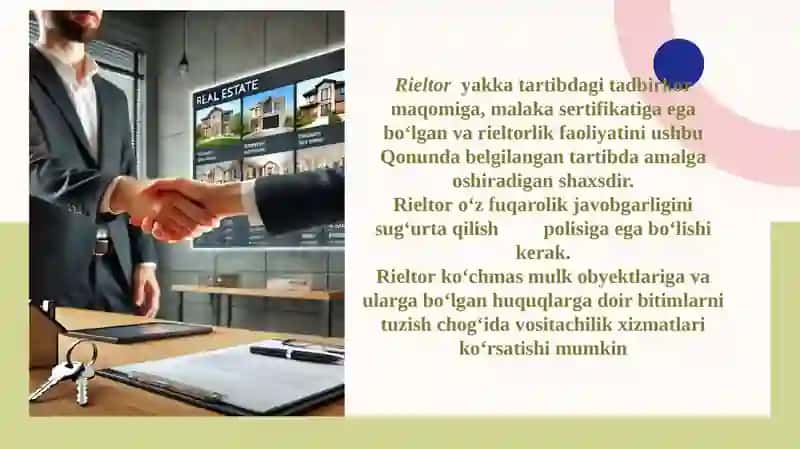 O’zbekiston Respublikasining rieltorlik faoliyati to’g’risida qonuning amaliyahamiyati 3