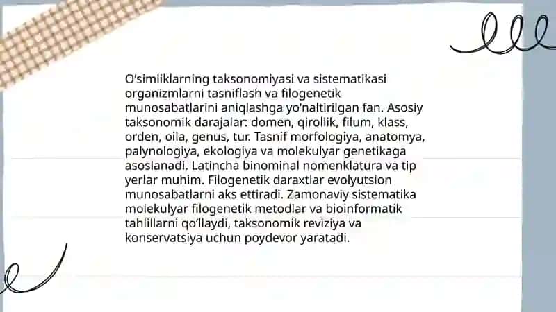 Oʻsimliklar dunyosi va ularni hayot tarzi haqidagi bilimlarni bilib olish va tahlil qilish 3