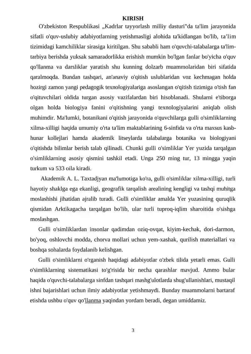 Botanika (Yuksak o’simliklar) o'quv-uslubiy qo'llanma 3