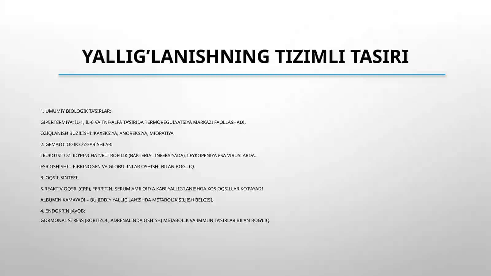 Yallig’lanishni tizimli tasirlari. Moxov,rinoskleroma 3