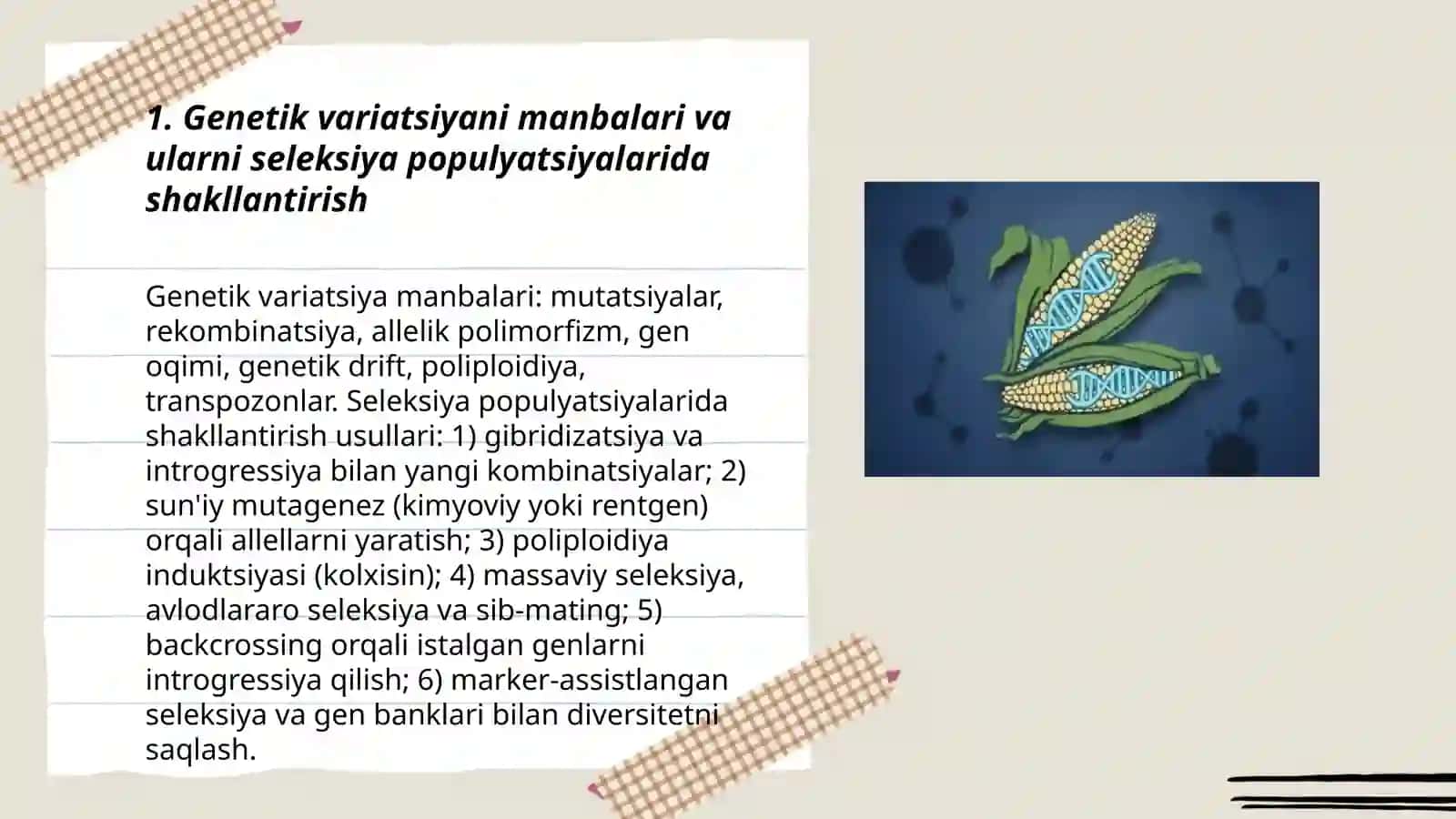 Seleksiya populyatsiyalarini yaratish metodlari 3