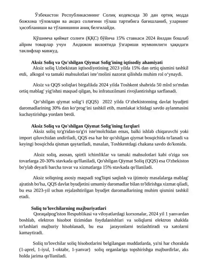 AKTSIZ VA QO’SHILGAN QIYMAT SOLIG’I VA ULARNI UNDIRISH TARTIBI 3