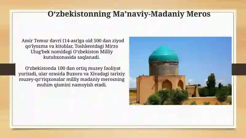 Oʻzbekistondagi manaviy va madaniy taraqqiyoti 3