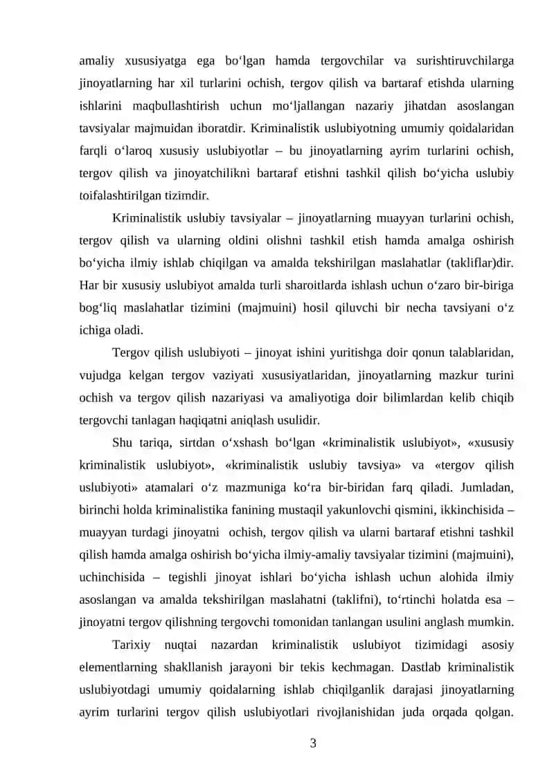 Jinoyatlarni tergov qilish kriminalistik uslubiyotining umumiy qoidalari 3