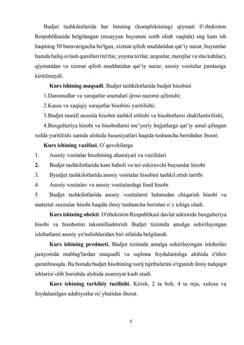 BYUDJET TASHKILOTLARIDA ASOSIY VOSITALAR HISOBINI TASHKIL ETISH TARTIBI VA UNING MAQSADI VA VAZIFALARI 3