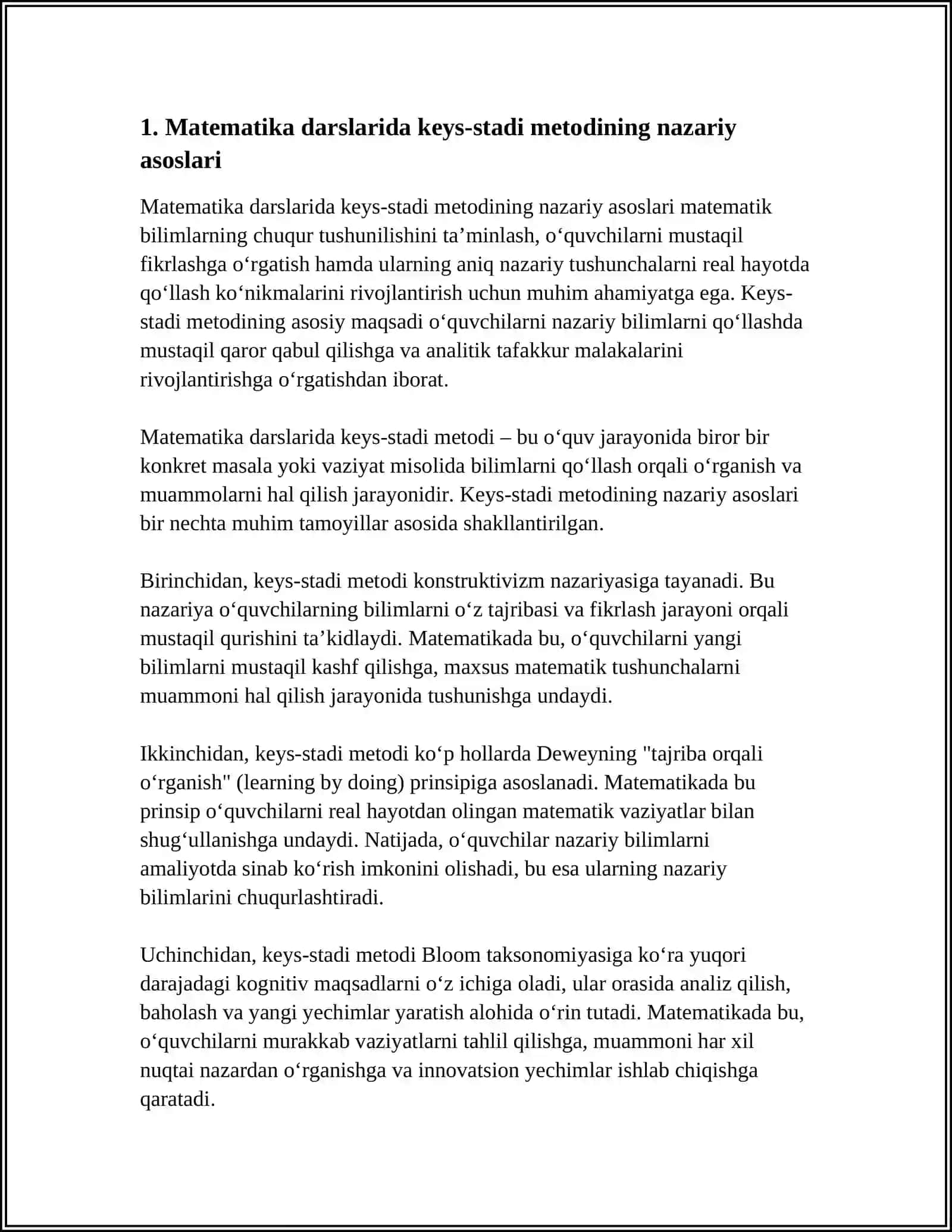 KEYS- STADI METODIDAN FOYDALANISH. KEYSLAR YARATISH TEXNIKASI. PISADA ÕQUVCHILARNING BILIM SIFATI MONITORINGI 3