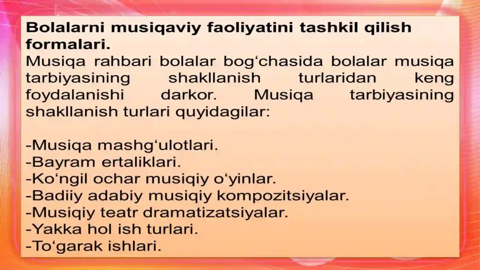 Maktabgacha ta'lim tashkilotlarida musiqa sahnalashtirilgan faoliyatlarni tashkil etish 3