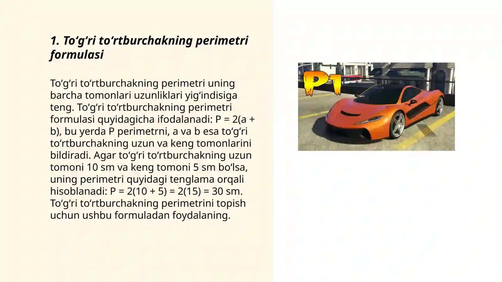 Toʻgʻri Tõrtburchak Uchun Formulalar 3