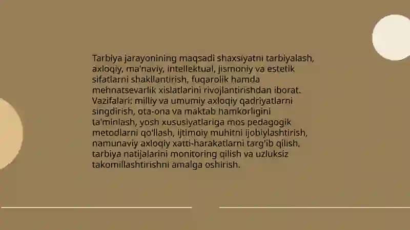 Tarbiya jarayonining òziga xos xususiyatlari 3