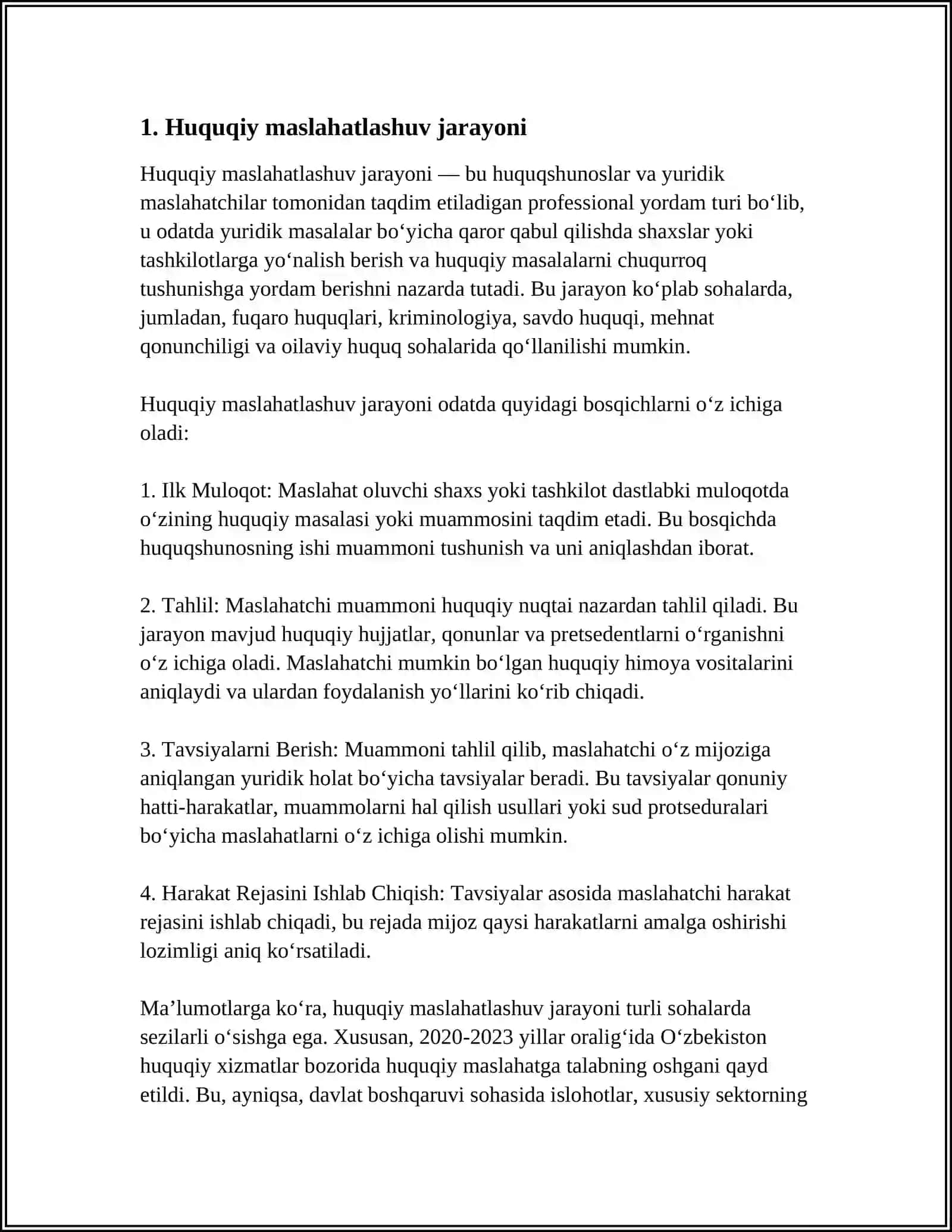 HUQUQIY KONSULTATSIYA VA MUZOKARALAR MAZMUNI 3