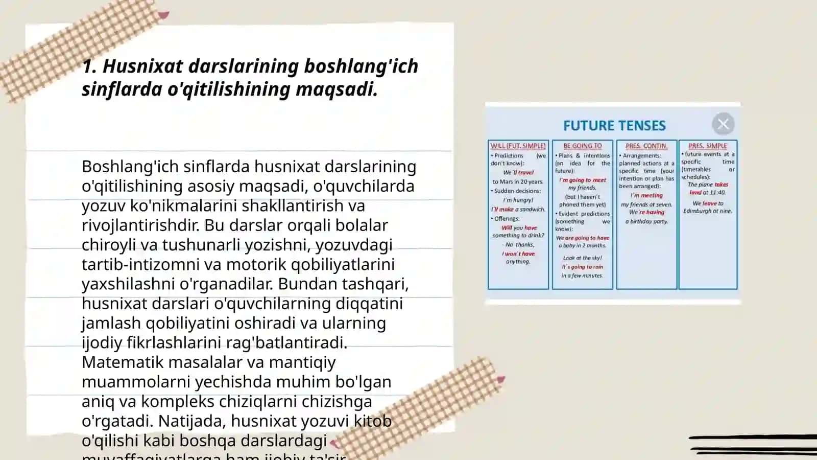 Husnixat darslarining maqsad va vazifalari ahamiyati mavzusida zamonaviy metod qo'llab boshlang'ich sinflarga xos tarzda Sayd tayyorlash Abbdujabborova shahzodabonu 3