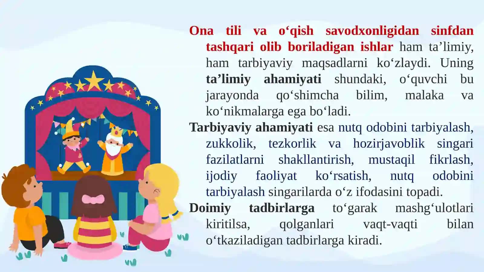 Boshlang’ich sinflarda STIlarning turlari. To`garak ishlari. Ona tili va o‘qish savodxonligi fan to’garaklarini tashkil etish 3