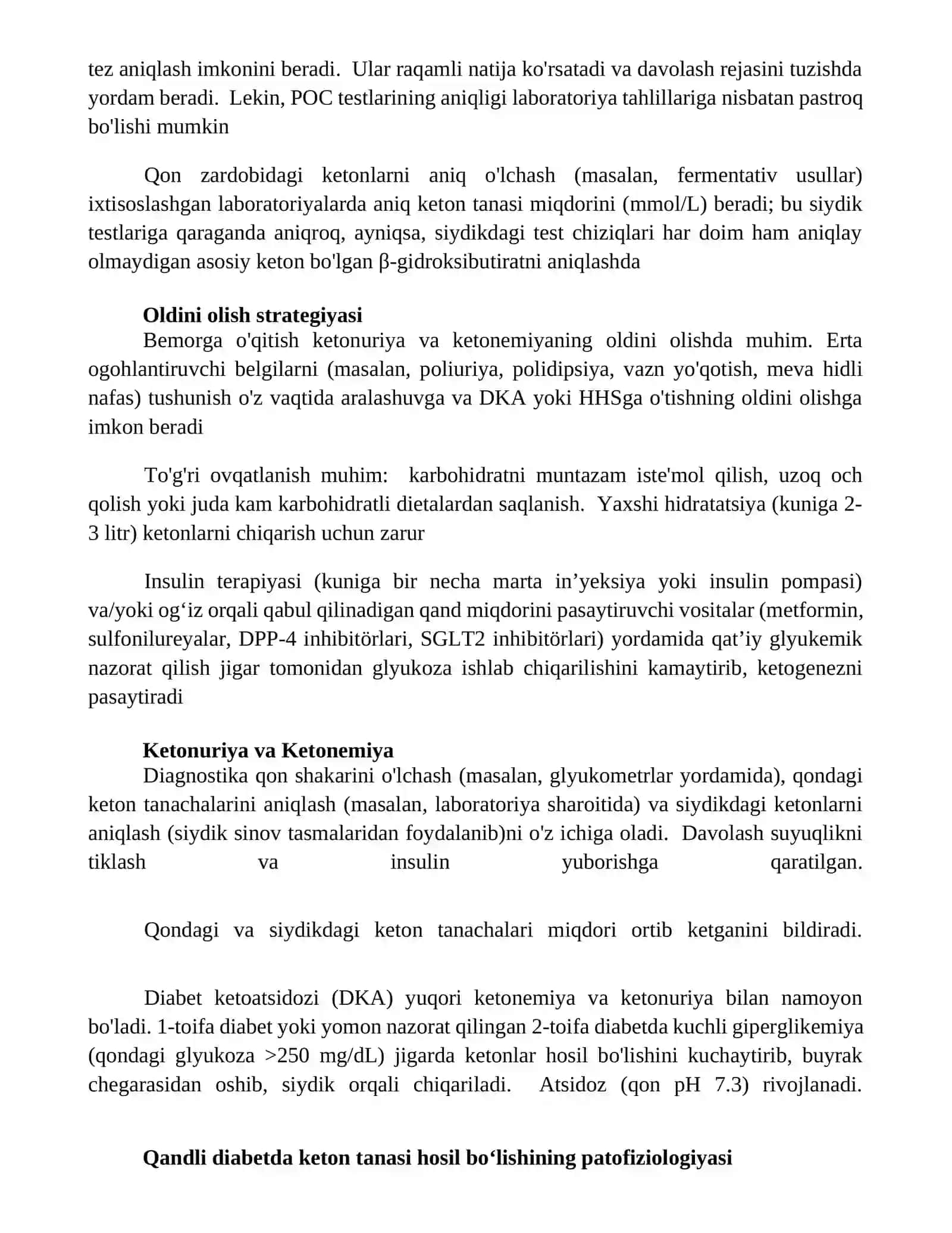 Qandli diabet va ochlikda ketonuriya va ketonemiya 3