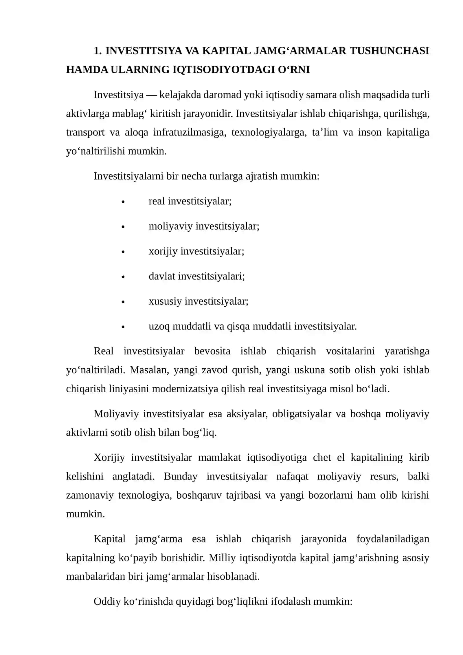 Investitsiyalar va Kapital Jamg‘armalarning Iqtisodiy O‘sishga Ta’siri Bo‘yicha Amaliy Tahlil 3