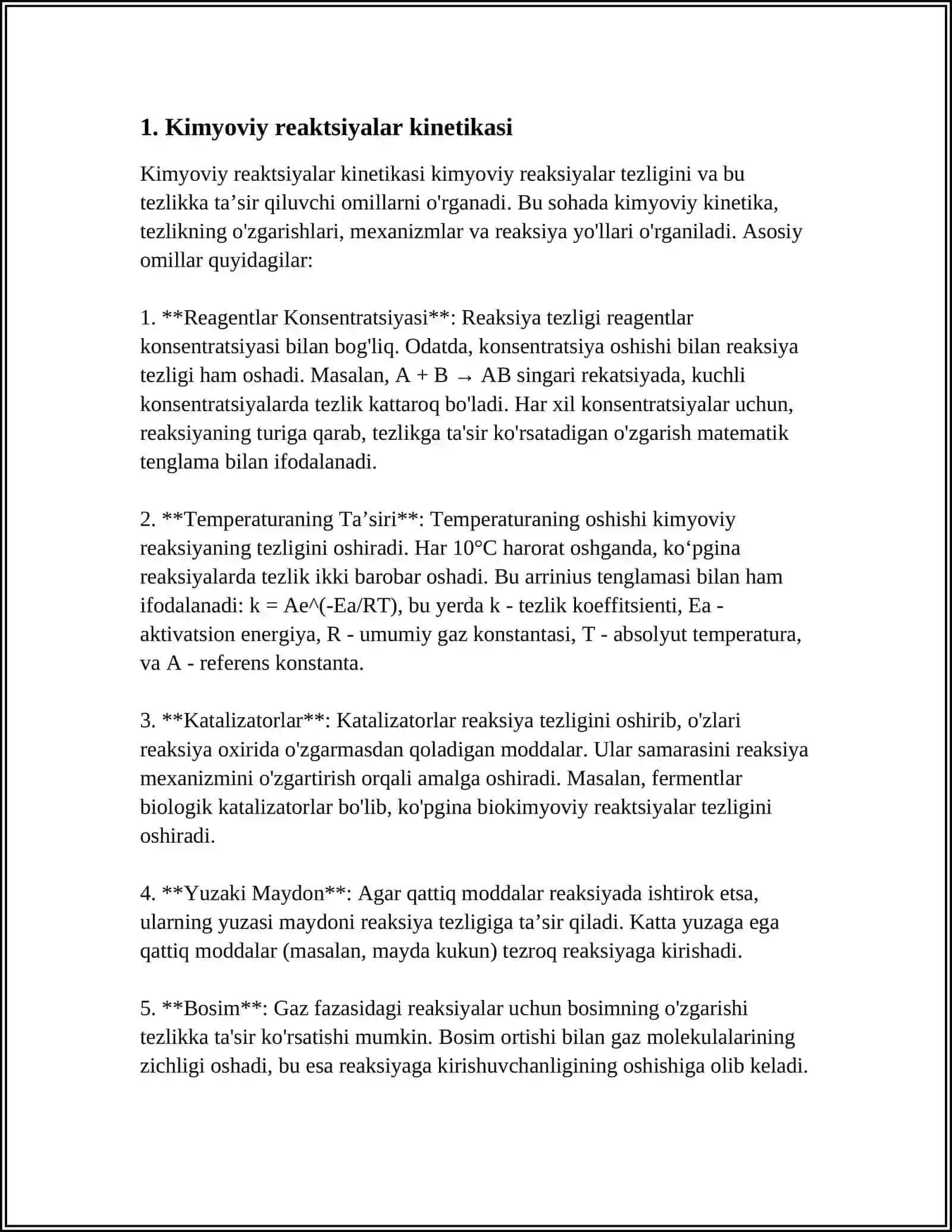 KIMYOVIY REAKSIYALARING KINITIK QONUNLARI ASOSIDA KINITIK PARAMETERLARNI NAZARIY ANIQLASH USULLARI 3
