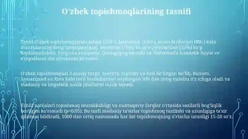 Topishmoqlarini to'plash va mazmunini sharhlab tahlil qilish 3