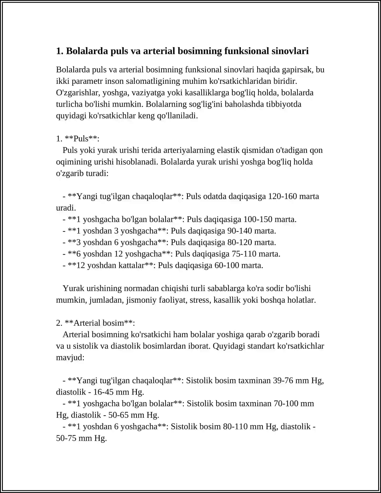 YURAK-QON TOMIR TIZIMINING FUNKTSIONAL SINAMALARI VA ULARNI BOLALARDA BAHOLASH 3
