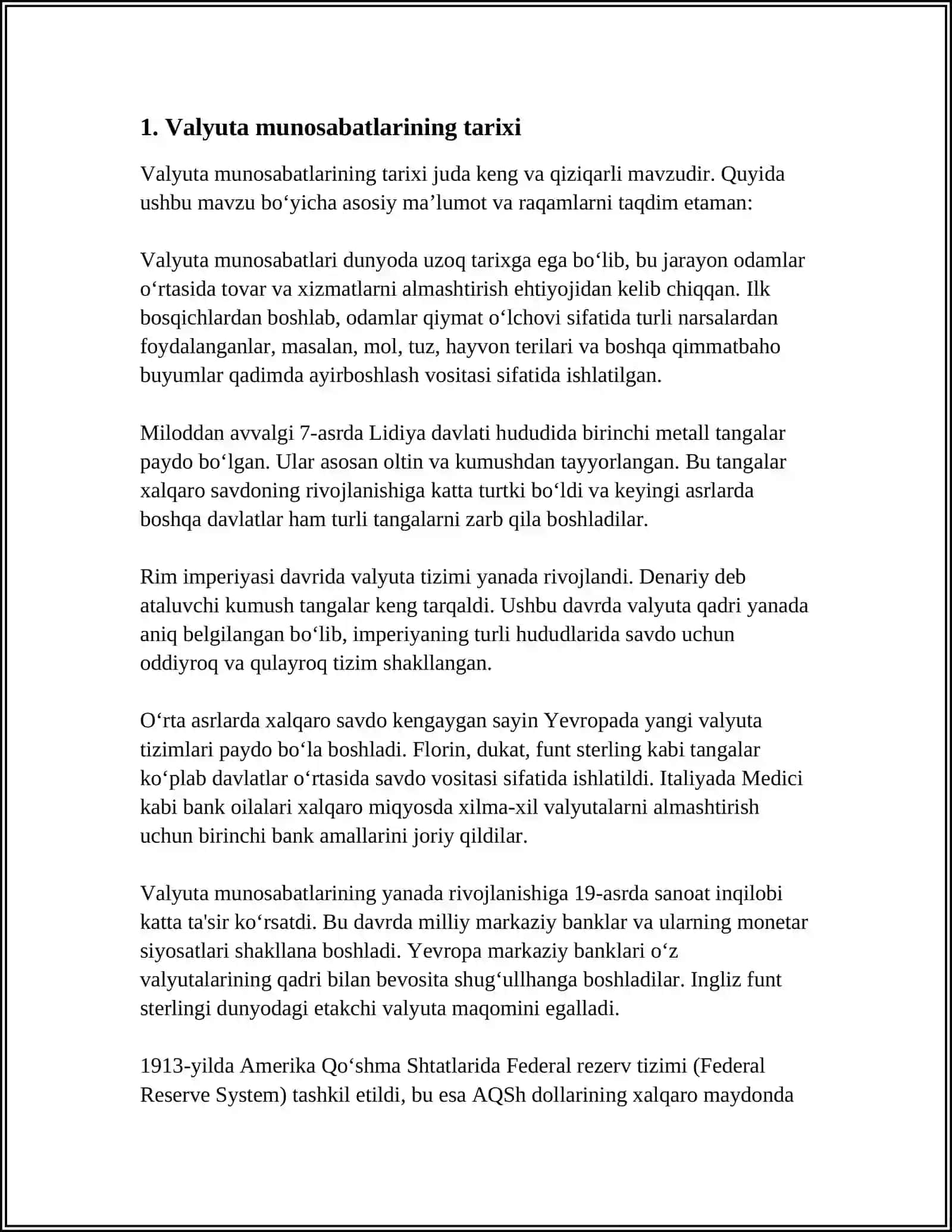 VALYUTA MUNOSABATLARI TUSHUNCHASI VA VALYUTA TIZIMI 3