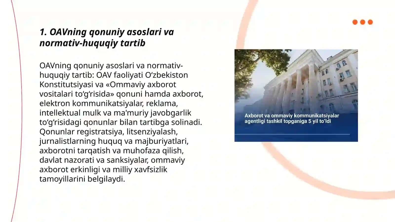 OAVning qonuniy asoslari va normativ-huquqiy tartib 3