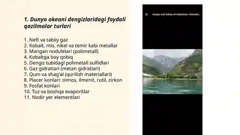 Dunyo Okeani Dengizlar Foydali Qazilmalarni Organish 3