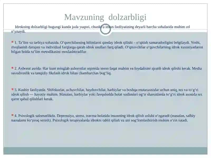 Idrok va uning turlari 3