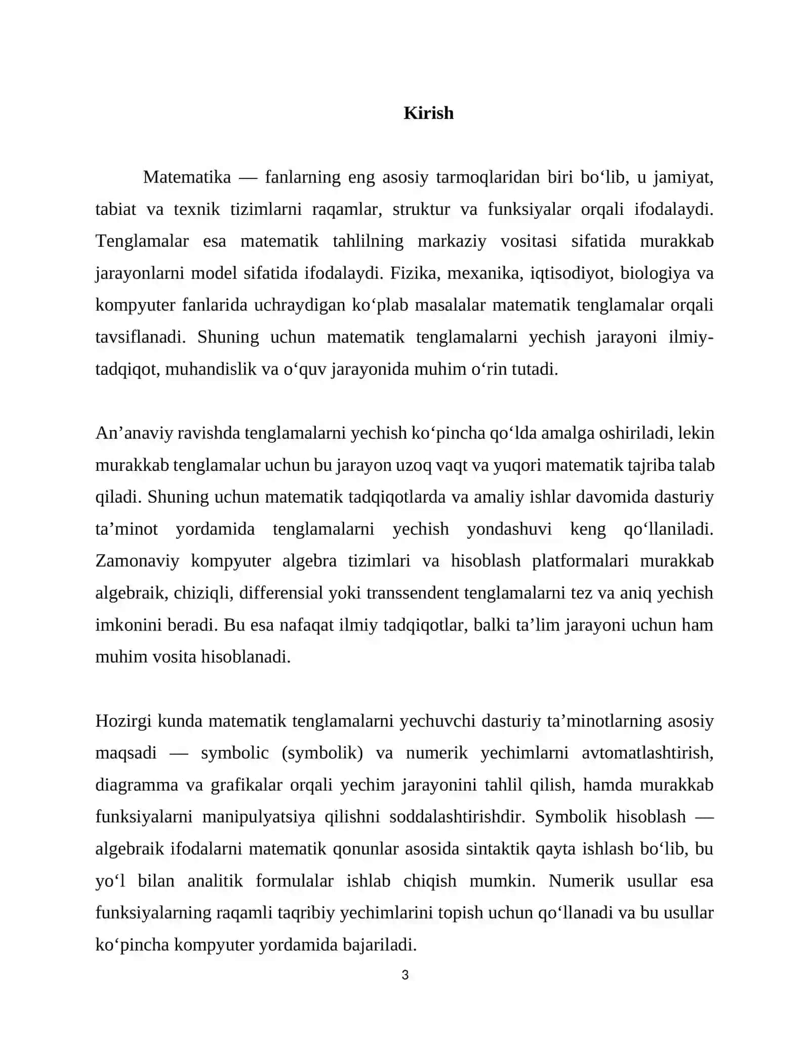 Matematik tenglamalarni natijasini chiqarib beruvchi dasturiy taminot 3