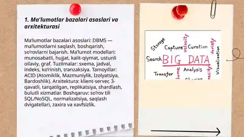 Ma’lumotlar bazalari va katta hajmli ma’lumotlar (Big Data) bilan ishlashning amaliy asoslari 3