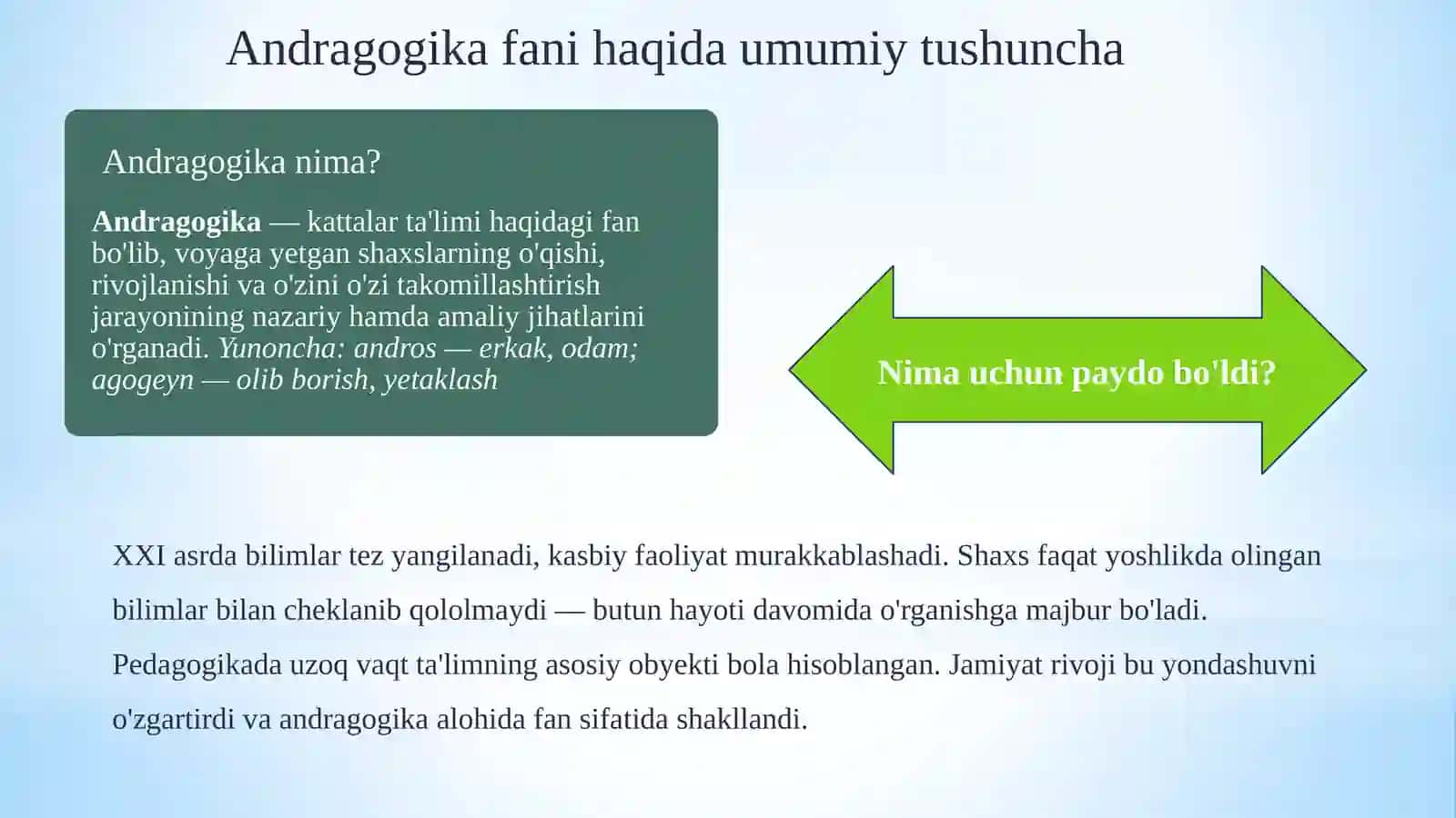 Andragogika fanining predmeti, maqsadi va vazifalari 3