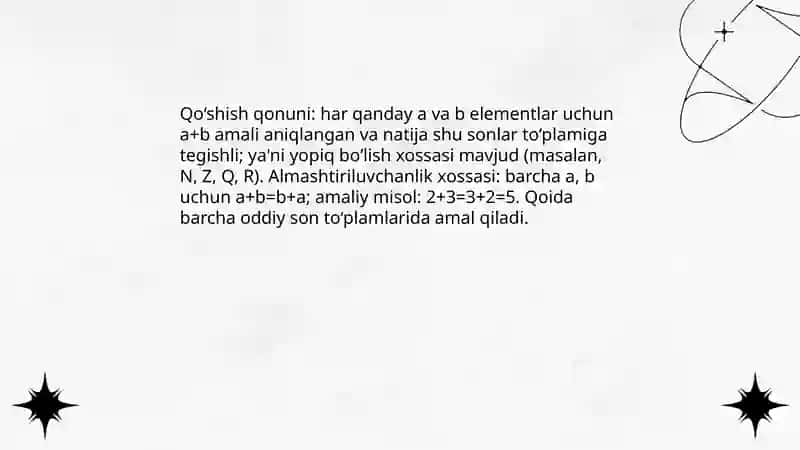Qo‘shish va ko‘paytirish qonunlari 3