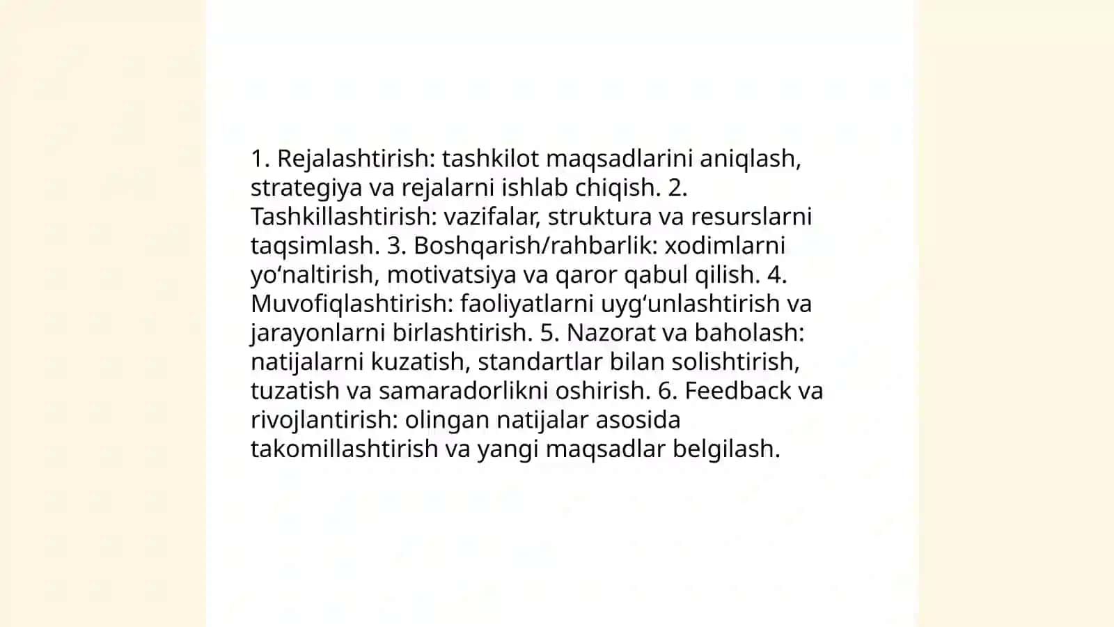 Tashkillotdayoshchillik rahbarning boshqaruv sikli 3