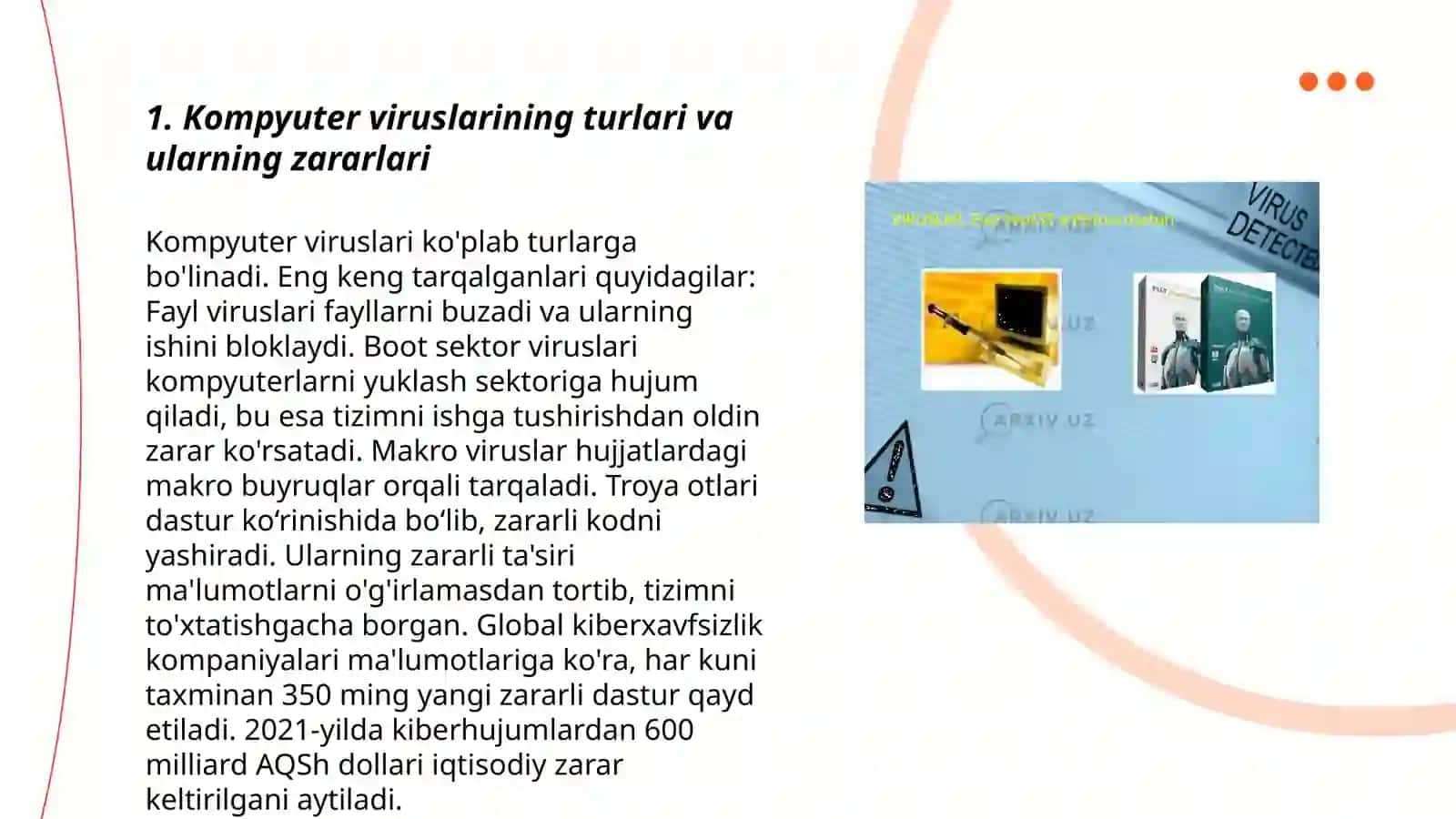 Kompyuterni viruslardan himoyalash. Antivirus dasturlaridan foydalanish 3
