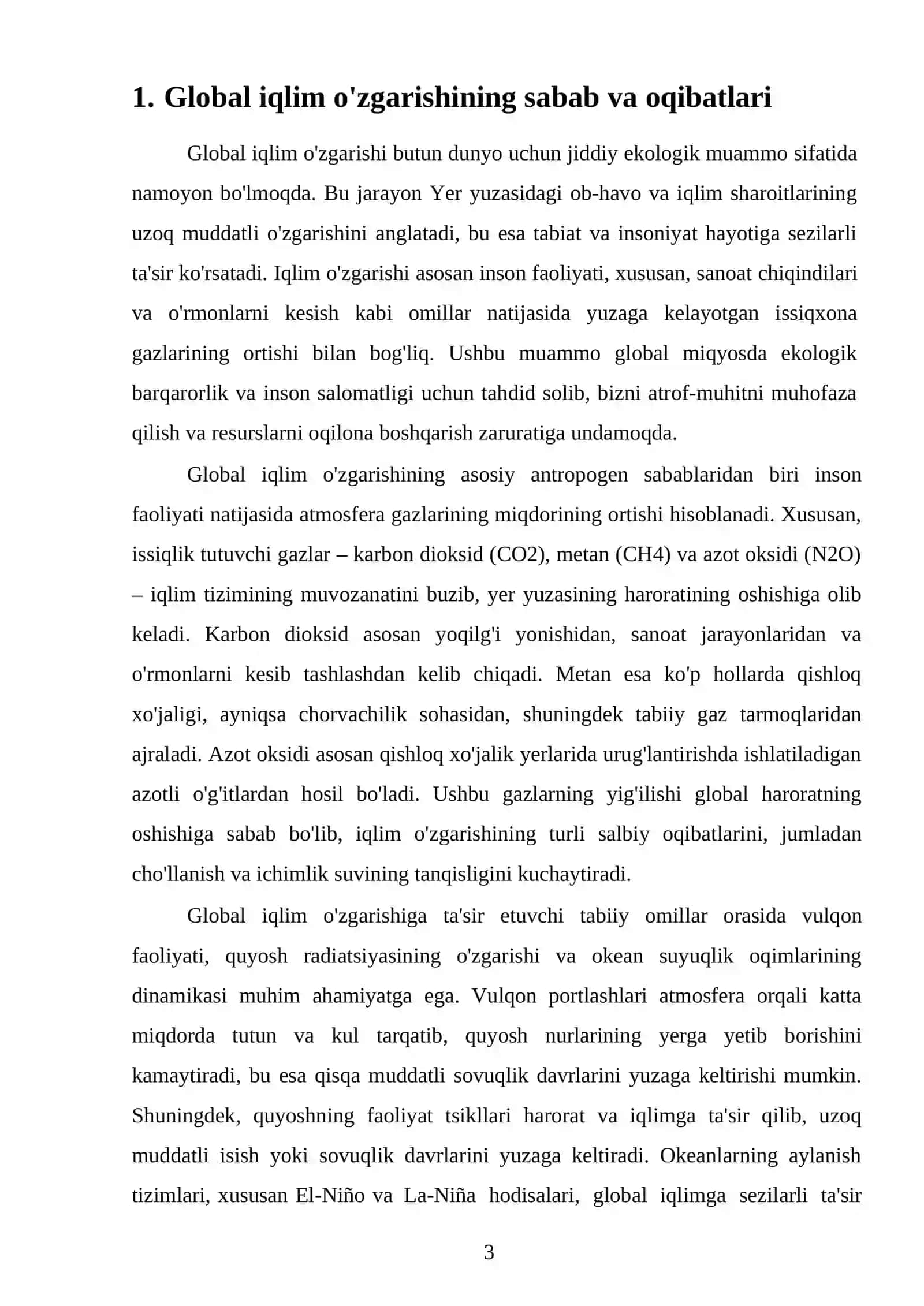 Global iqlim o'zgarishi, cho'llanish sabablari, ichimlik suv muammosi 3