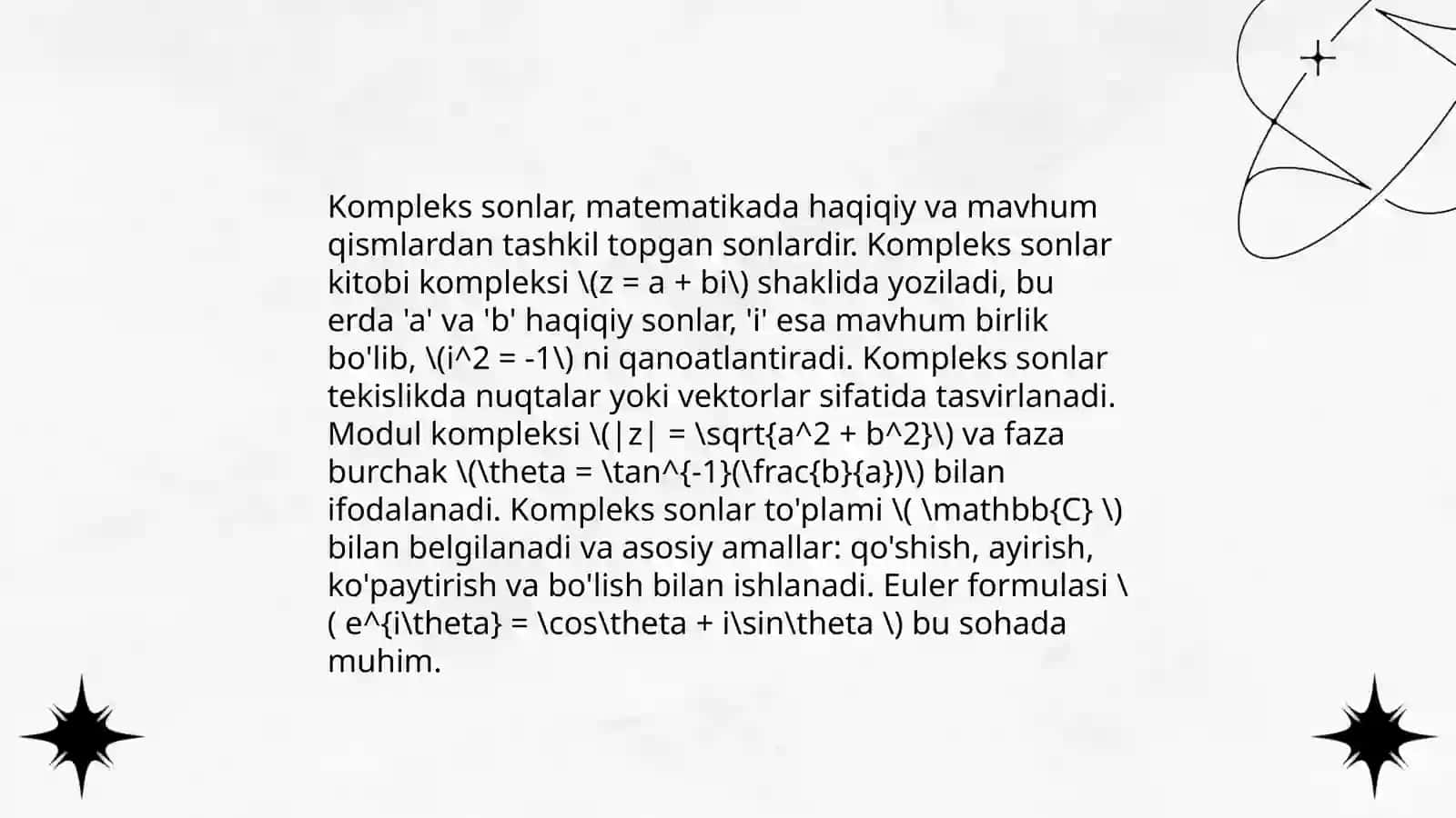 Kompleks sonlar nazariyasi 3