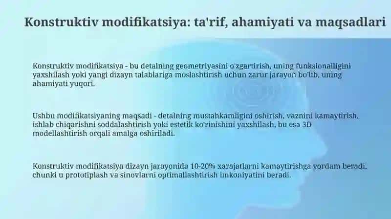 Detalningshaklinidizaynasosidakonstruktivoʻzgartirishgaoidloyihalash 3